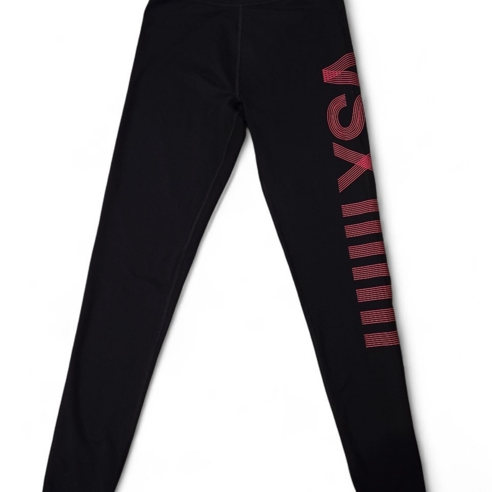VSX Sport Victorias Secret Black Leggings Pink Graphic Logo Womens Size S P